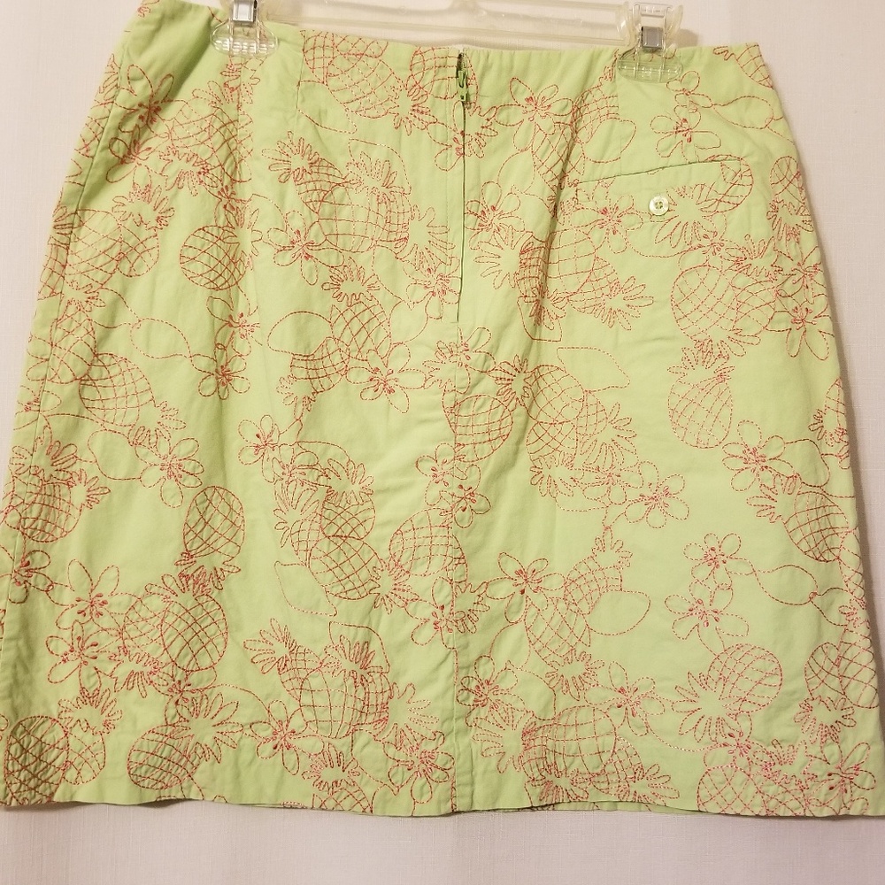 Lilly Pulitzer Skirt Embroidered Pink Green SZ 12 - Picture 4 of 7